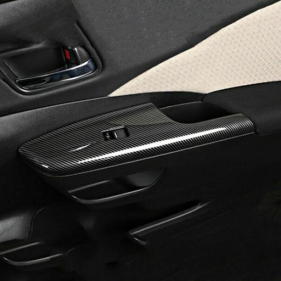 4x Carbon Fiber ABS Window Lift Panel Switch Cover Trim FOR HONDA CR-V CRV 12-16