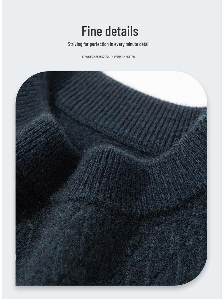 Men's Winter Cashmere Sweater: Fashionable, Warm, Casual Round Neck for All Ages