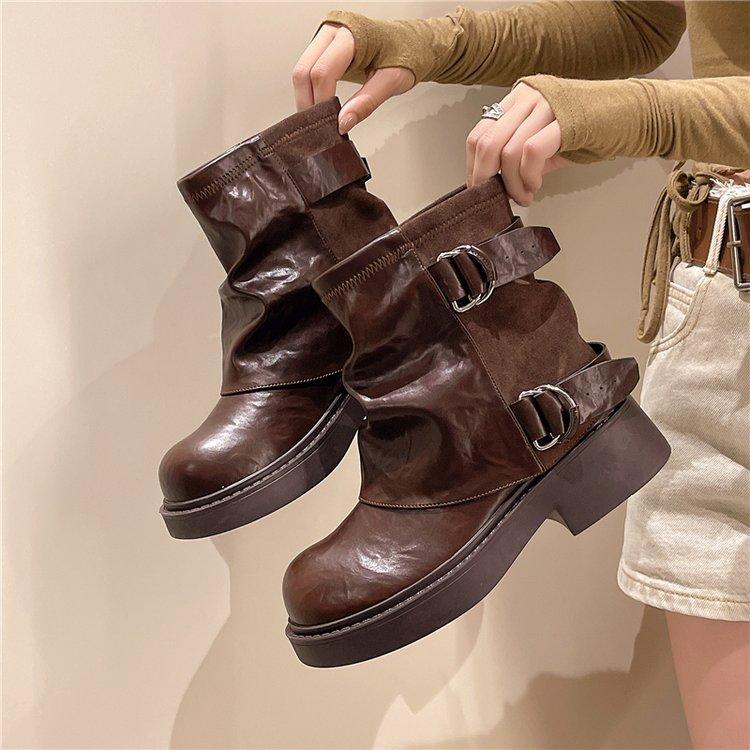 

Maillard boots short boots women s 2025 new British style Martin boots women s spring and autumn single boots retro stacking boots 40 коричневый