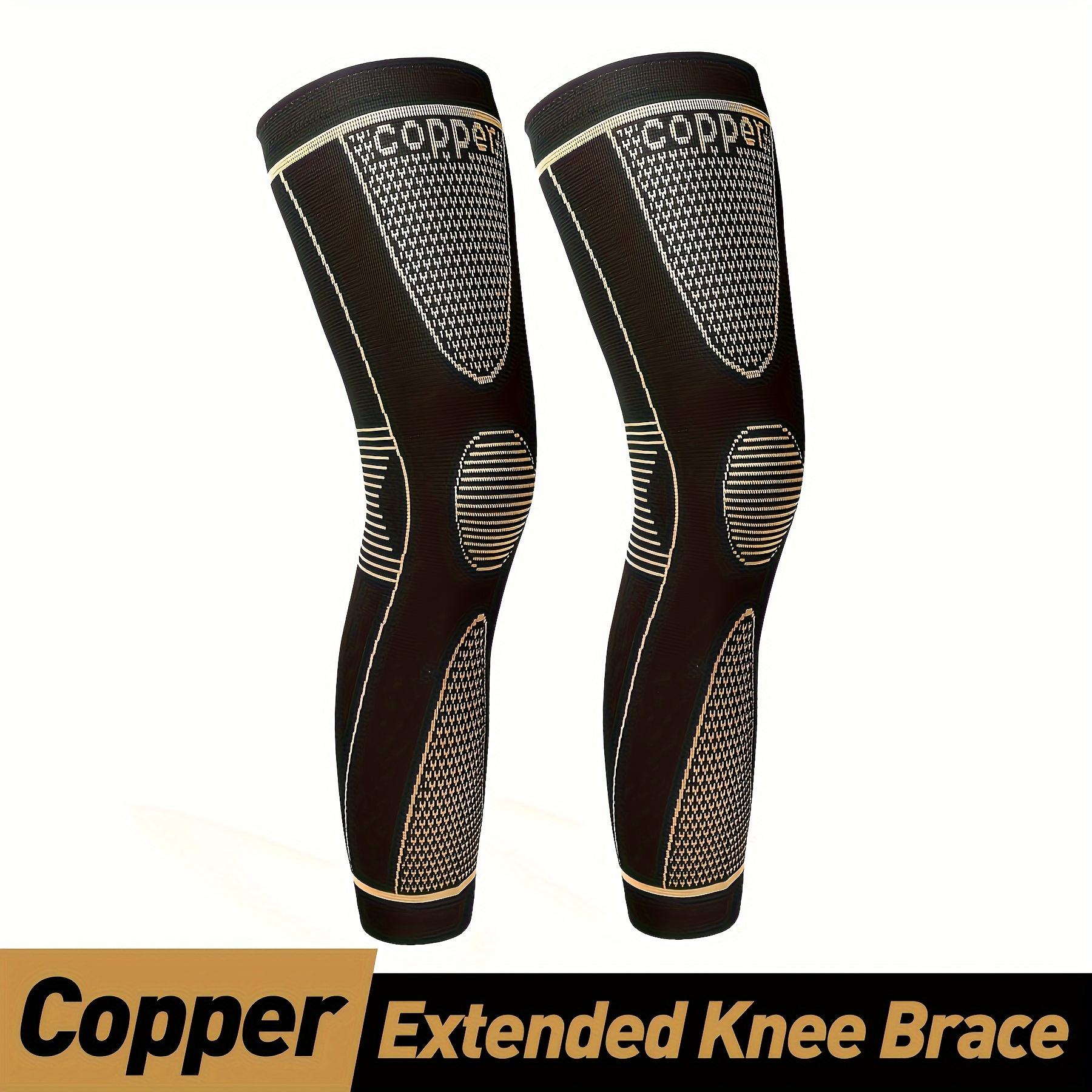 1/2 Pack Copper Ion Sports Knee Pads Extended Leg Support Knee Protection Calf Compression For Basketball Football Tennis XXL