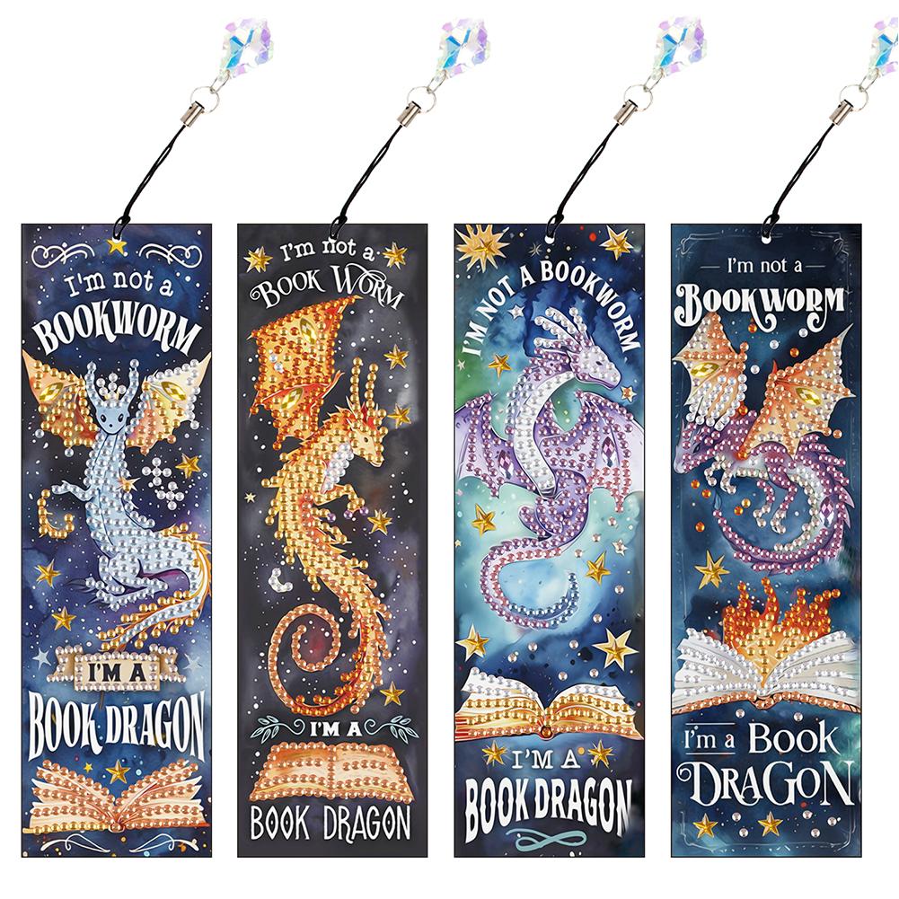 4Pcs DIY Irregular Shaped Diamonds Diamond Art Bookmark for DIY Making Beginners Adult Art Craft Supplies Handmade Birthday Gift