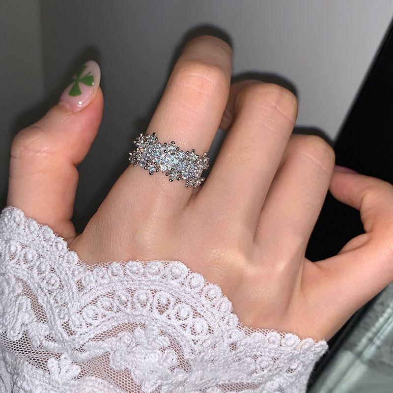 Fine Flash Cyrkon Cyrkon Otwarty Pierścień Damski Lekki Luksusowy Wysoki Sens Wykwintny Unikalny Modny Uniwersalny Pierścień Pierścień