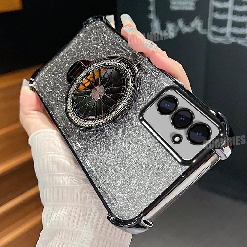 

Plating Rotate Holder Case For Samsung Galaxy A16 A26 A36 A56 A15 A25 A35 A55 A14 A24 A34 A54 A05s Silicone Stand Cover A56 5G