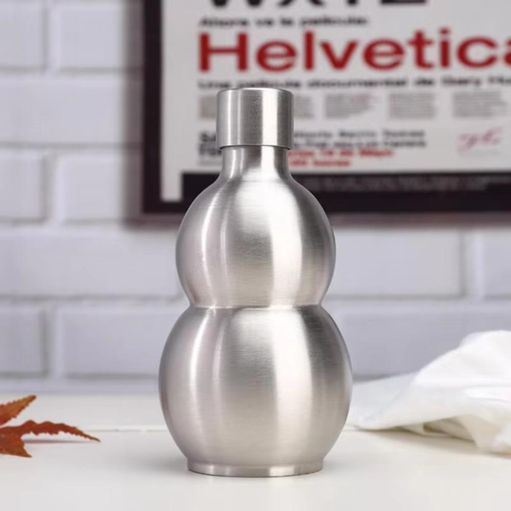 with Bottle Sleeve Stainless Steel Gourd Hip Flask 250/500/1500ML Water Bottle Liquor Flagon Gift