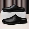 Fashion New Genuine Leather Mens Slippers Summer Breathable Casual Shoes Slip-on Lazy Half Shoes Walking Loafers Men Moccasins Half Drag