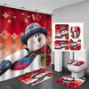 Santa Christmas Shower Curtain Set Bath Mat Anti -Slip Carpet Bathroom Partition Waterproof Home Decoration Cortinas Para Ba ñO
