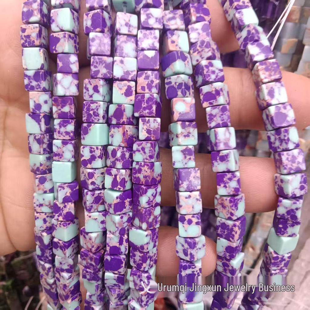 6x6mm Quadratische Rosenquarz-Achat-Perlenkette - Naturstein DIY-Zubehör