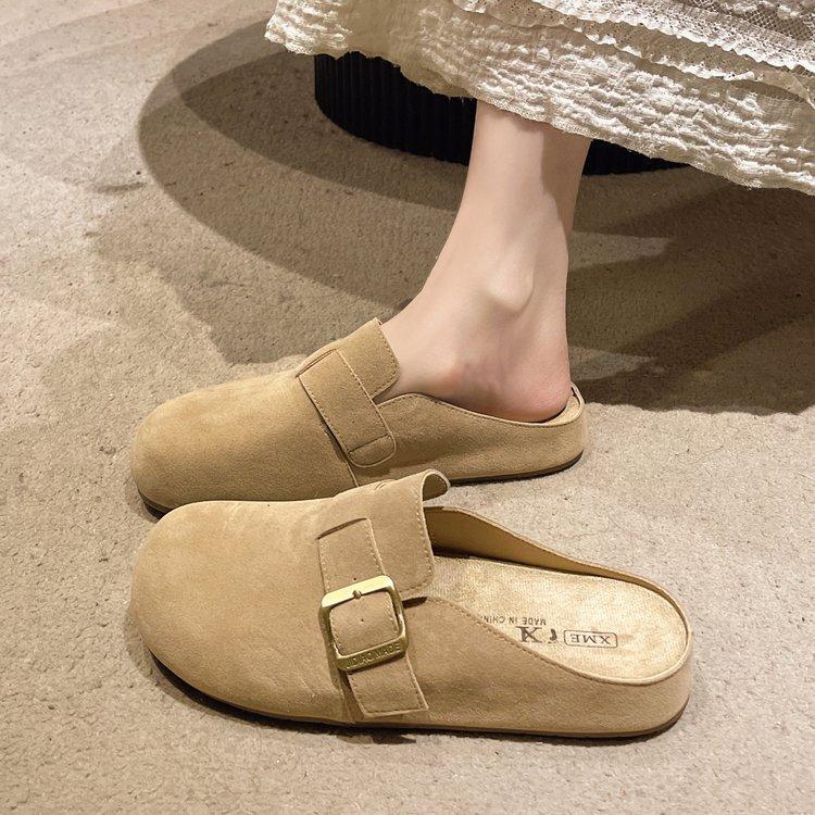 These Slippers Are Super Versatile and Can Be Worn Outside the Home! Versatile Chinese Cloth Buckle Color Matching Flat Bottom Blowing Bottom Aldehyde
