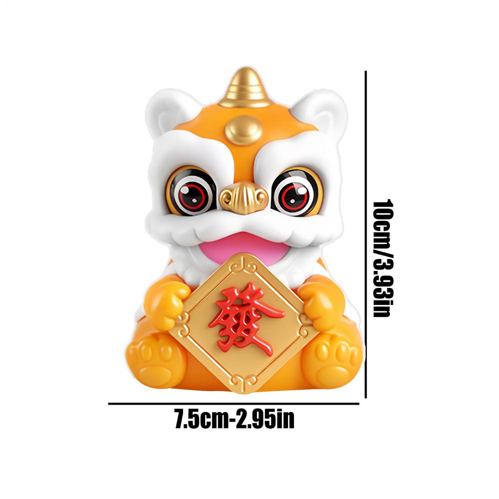 

Car Solar Lion Dance Ornament Chinese New Year Solar Powered Lion Dance Desk Decorations Auto Dashboard Ornaments For Drivers жовтий