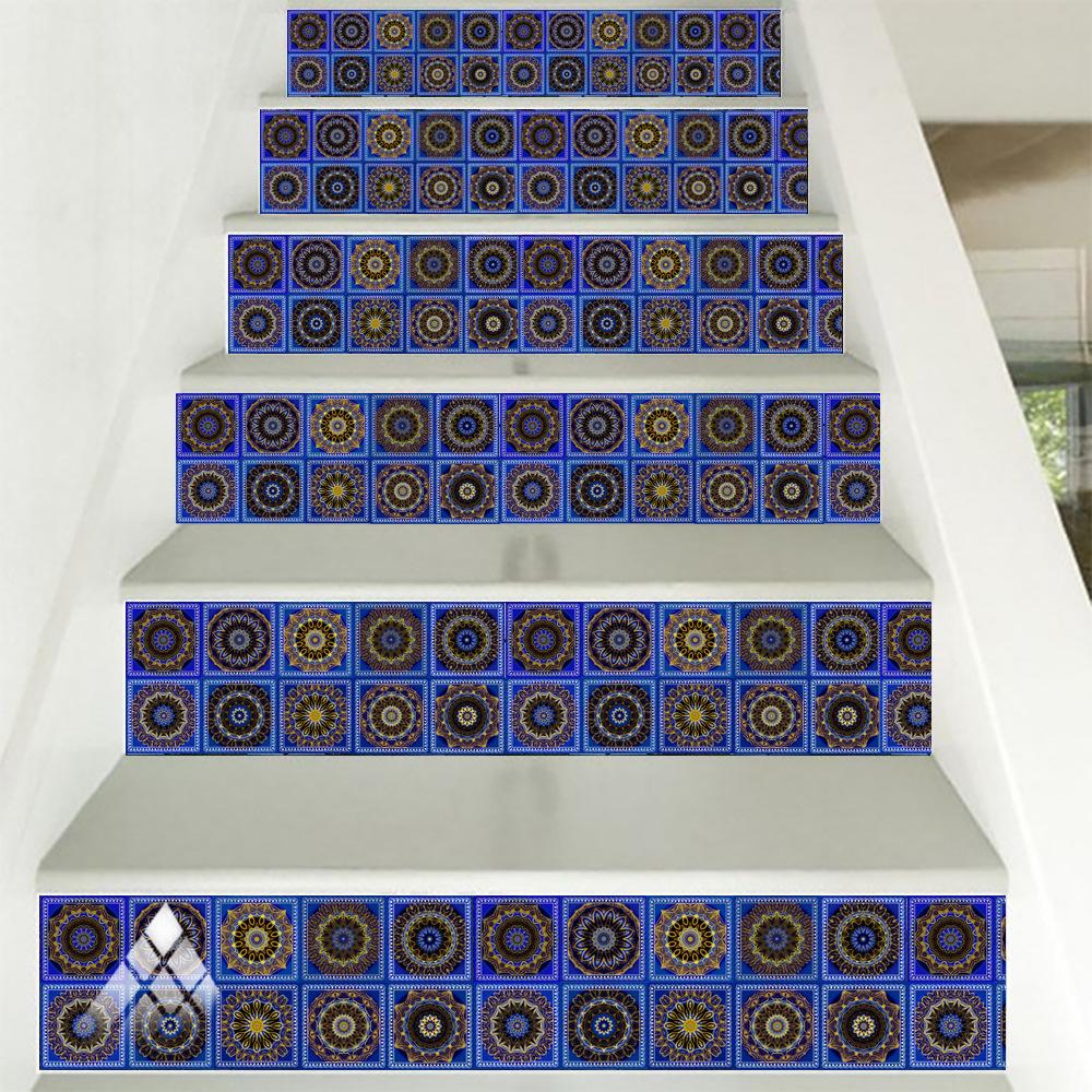 10 buc. DIY autocolante de perete cu mandala albastra, imitatie de caramida, decorare dormitor, impermeabil, autoadeziv, faianta, tapet Decor dulap de bucătărie