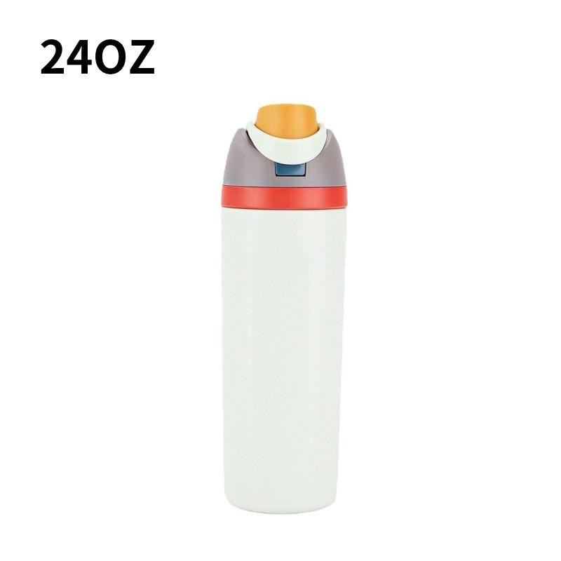 

Modern Minimalist 304 Stainless Steel Vacuum Large Capacity Sports Water Bottle With Straw For Office And Travel White Gray,24oz