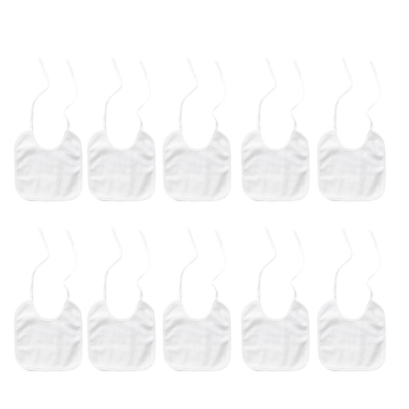 

10Pcs White Children s Painting Bibs,Cotton Baby Drooling Bibs Waterproof Creative Color Painting DIY Bib Saliva Towel japan