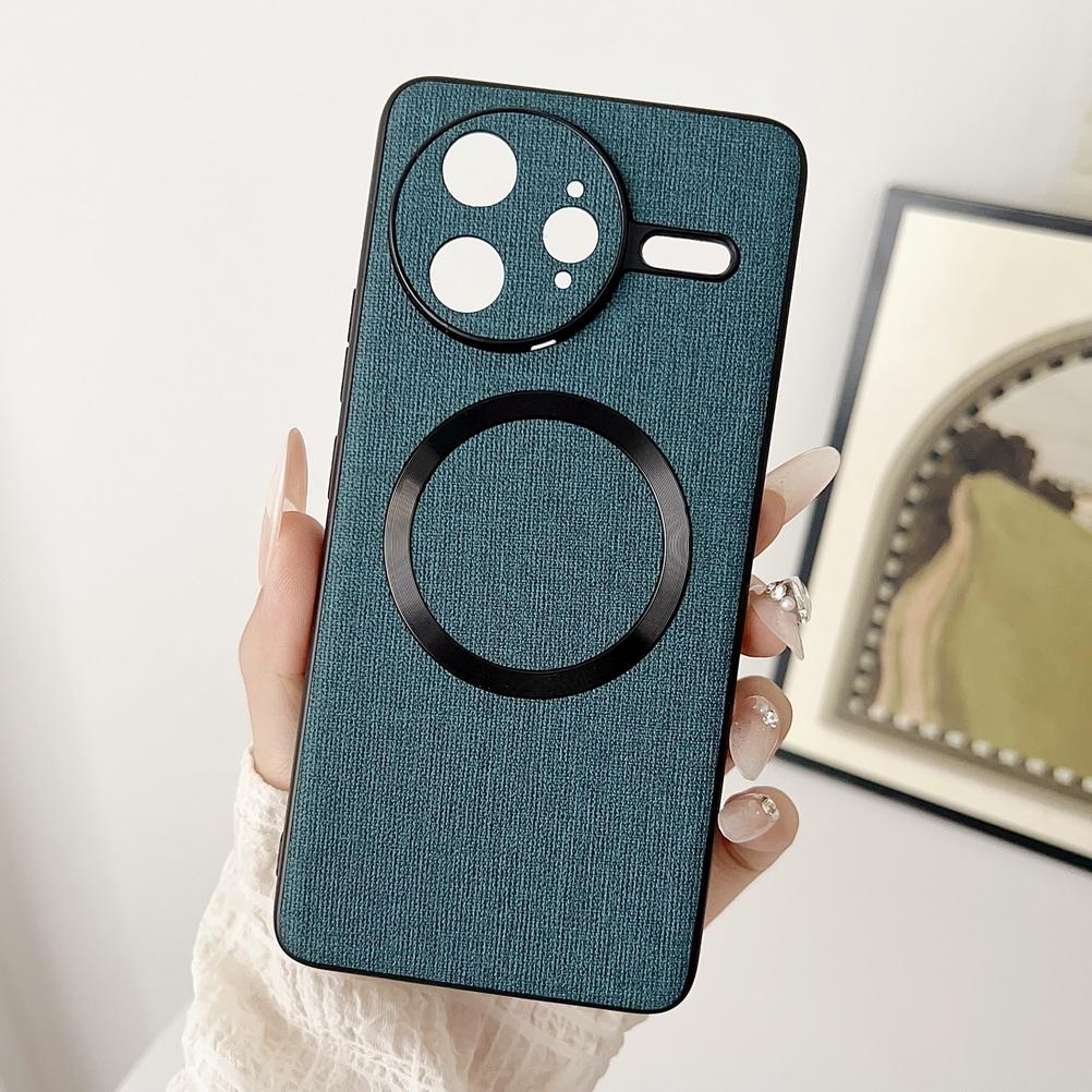 Magsafe Magnetic Plain Leather Case For Poco F7 Ultra POCO F7 X7 Pro F6 Pro X6 Pro M6 Pro Poco C75 Cloth Wireless Charging Cover