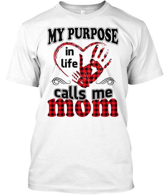 

My Purpose In Life Calls Me Mom Plaid T-Shirt Made in the USA Size S to 5XL 4XL