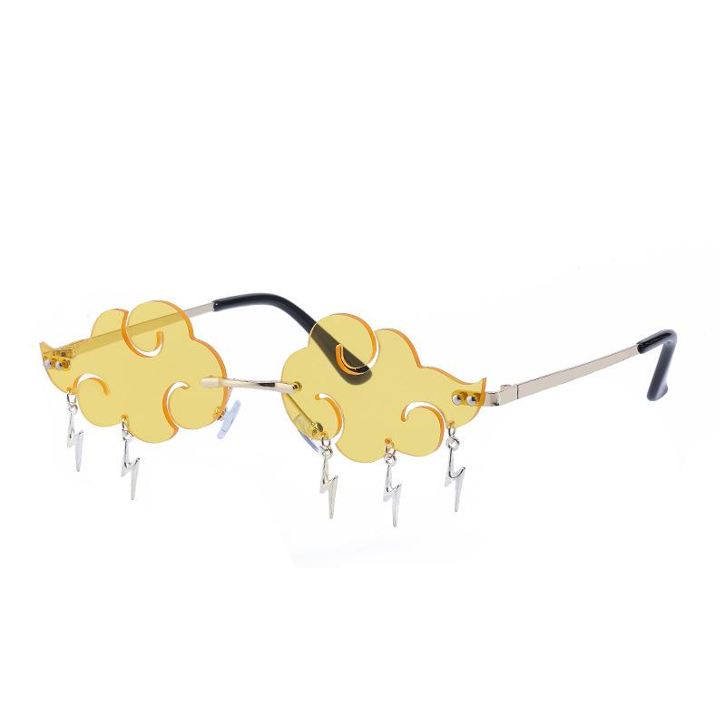 Lightning Pendent Sunglasses Funny Clouds Shaped Sunglasses Rim-Free Sunglasses 90s Disco Party Spectacles Sun Spectacles Steampunk
