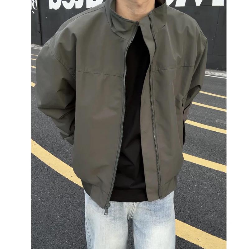 

Men s CleanFit Work Jacket: Autumn Stand-Up Collar Windbreaker - Trendy American Brand, Three-Proof Design XS