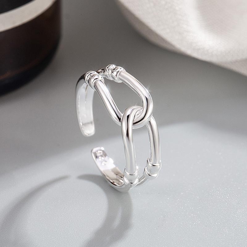 2024 Elegant Double Layer Knotted Open Ring - Women's Cold Style Cross Design