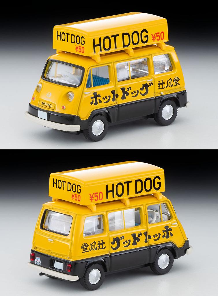 Tomica Limited Vintage Subaru Sambar Light Van Hot Dog Shop with Figure Completed Product 321446 1/64 LV-201a Yellow/Black
