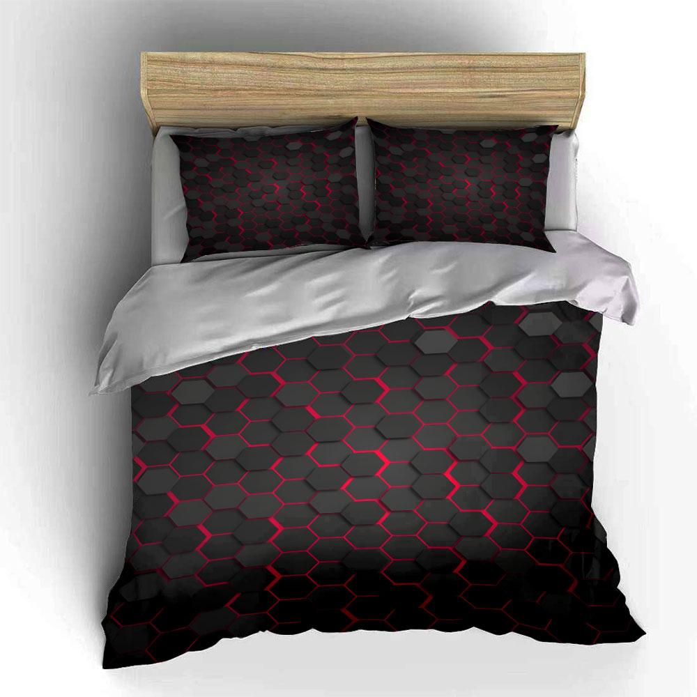 """Hexagon-Design Drei-Teilige Dekorationen"" Weiches Hautfreundliches Bettwäsche-Set Enthält 1 Bettbezug Und 2 Kissenbezüge Geschenk"""