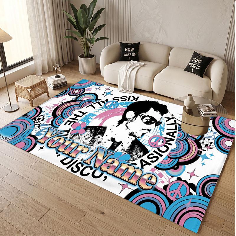 Custom Name Crystal Velvet Rug,Harry Styles Comfortable Anti Slip Floor Mat For Room Decoration