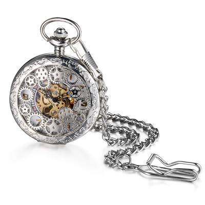 JEWELRYWE Zakhorloge Automatische Opwinding Mechanisch Skelet Analoog Hangerhorloge Zakhorloge Waterdicht Antieke Stijl Draak Feniks Chinese Stijl