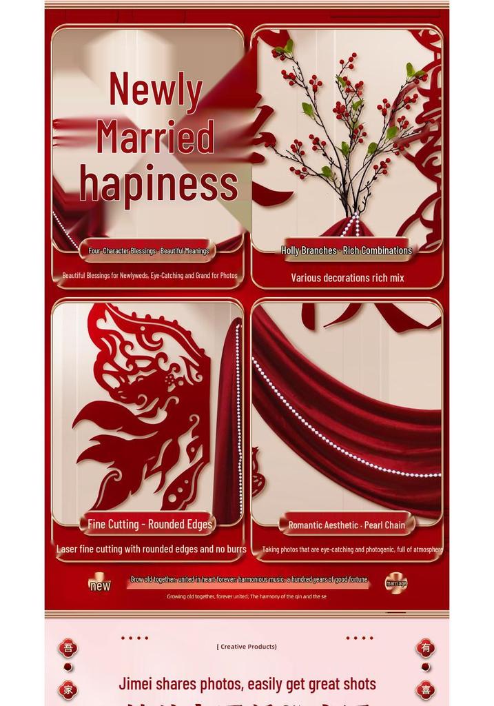 Festive Wedding Room & Bedroom Decor Set with Streamers and Wall Decorations for New Homes