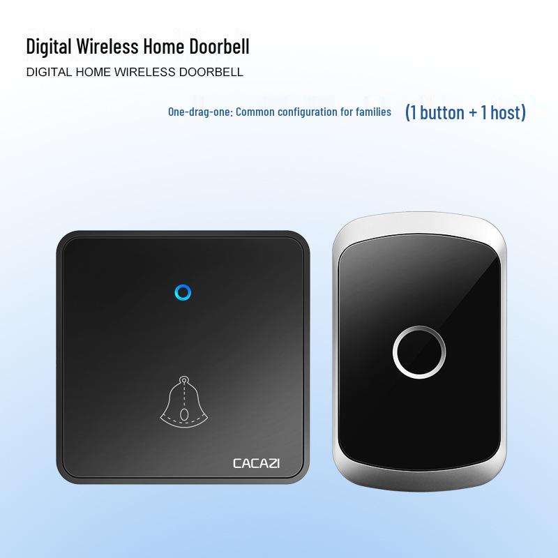 Wireless Smart Doorbell with Large Button and Long Range, Battery-Free Receiver чёрный