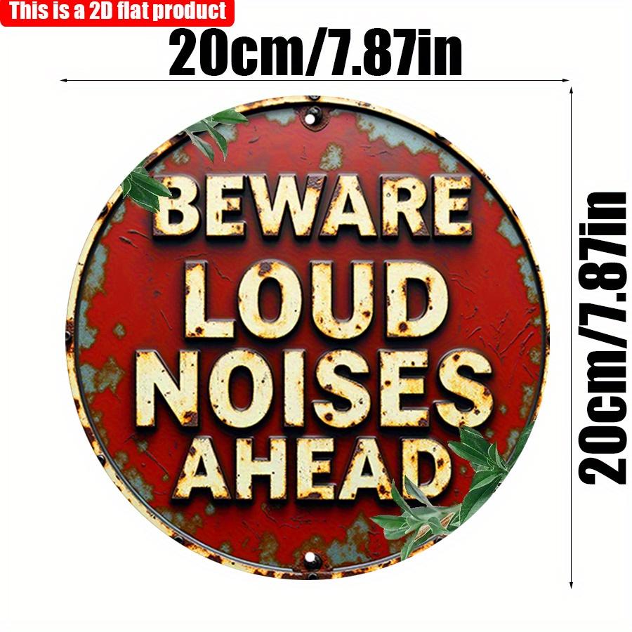 

2D Flat 20*20см1шт. Осторожно, впереди громкий шум, предупреждение, красная круглая вывеска с предупреждением о громком шуме, подвеска в винтажном стиле, применение в офисе 20*20cm