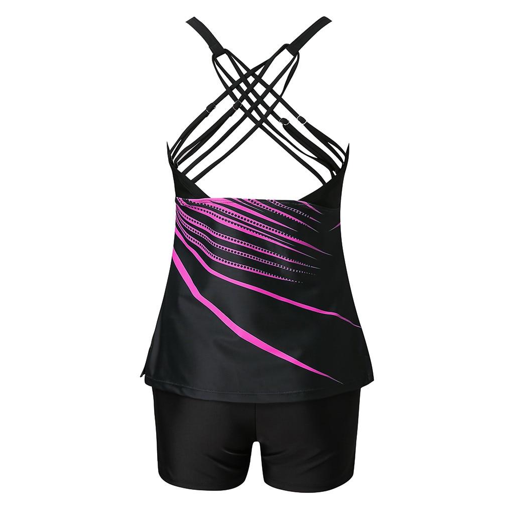 Kadın Yaz İki Adet Mayo Çapraz Askı Seksi Bikini Set Tankini Mayo Artı Boyutu S-8XL
