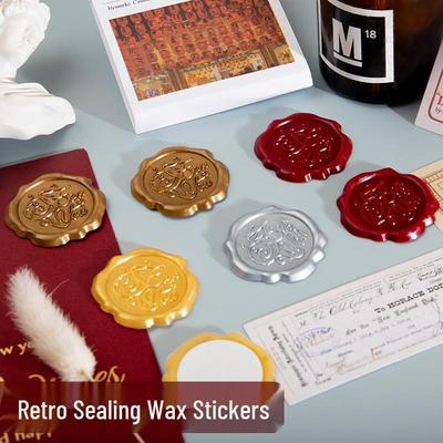 Vintage-Style Sealing Wax Stamp Stickers for Invitations & Greeting Cards