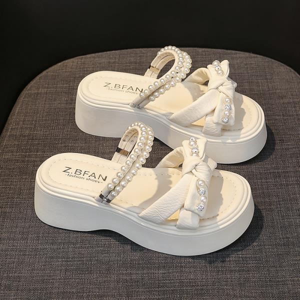 Fashion Slippers Casual Shoes Butterfly-Knot Slides Platform Slipers Women String Bead Luxury 2025 Butterfly-knot Female Shoes Butterfly