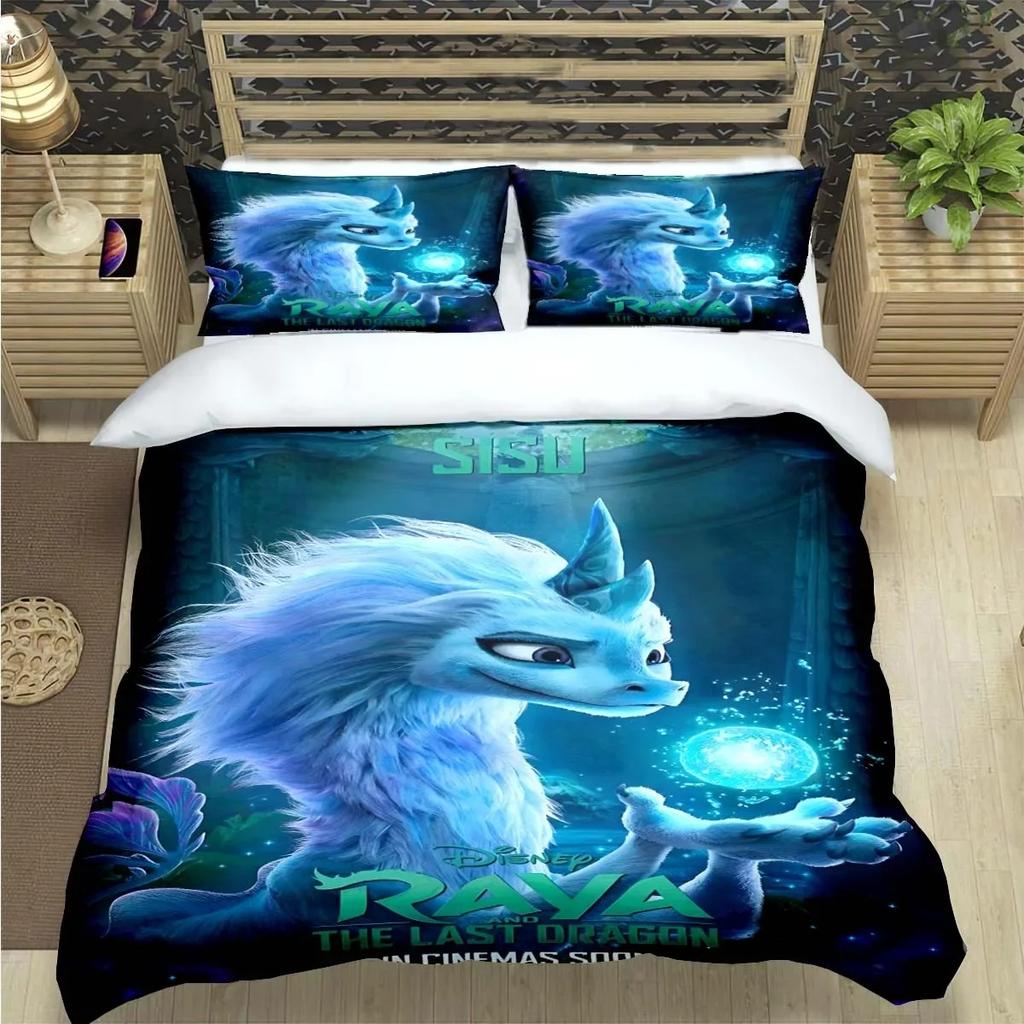 Mode Cartoon Raya und der letzte Drache Druck Bettwäschesets Bettzubehör Set Bettbezug Bettdecken-Set Bettwäscheset Geschenk