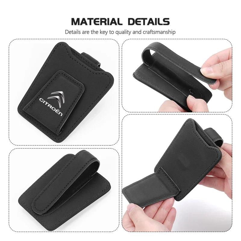 Car Sunglasses Holder Sun Visor Leather Hanger Ticket Card Clip For Citroen C4 C3 C5 C1 C2 C6 VTS C4L DS3 DS4 DS5 Grand Berlingo