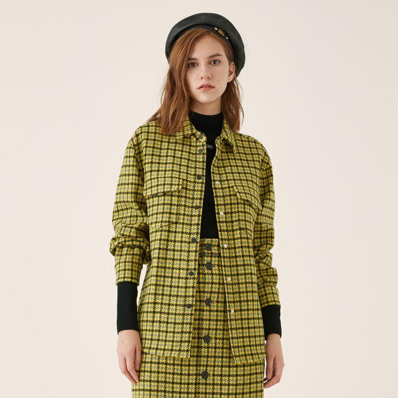 

Obeg Нишевая Свободная Рубашка Топ в Клетку Контрастного Цвета Huang Ge 160/S/36