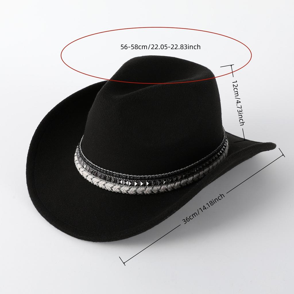 Cappello da cowboy occidentale cappello jazz retrò cappello a cilindro in lana cappello da cowboy in feltro cappello retrò cappello da cowboy etnico