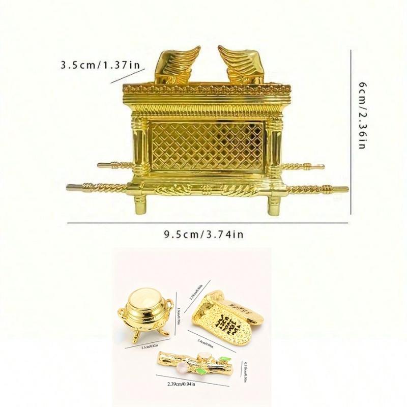 Arcul Alianței Model Istoric Replică Placat cu Aur Figurină Decorativă de Sărbătoare pentru Casă Design Egiptean Antic