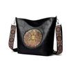 Borsa a Spalla in Pelle Ricamata con Cervo Vintage per Donna - Borsa a Tracolla Tote Bohemienne con Tracolla Etnica, Borsa a Mano Moda Retro