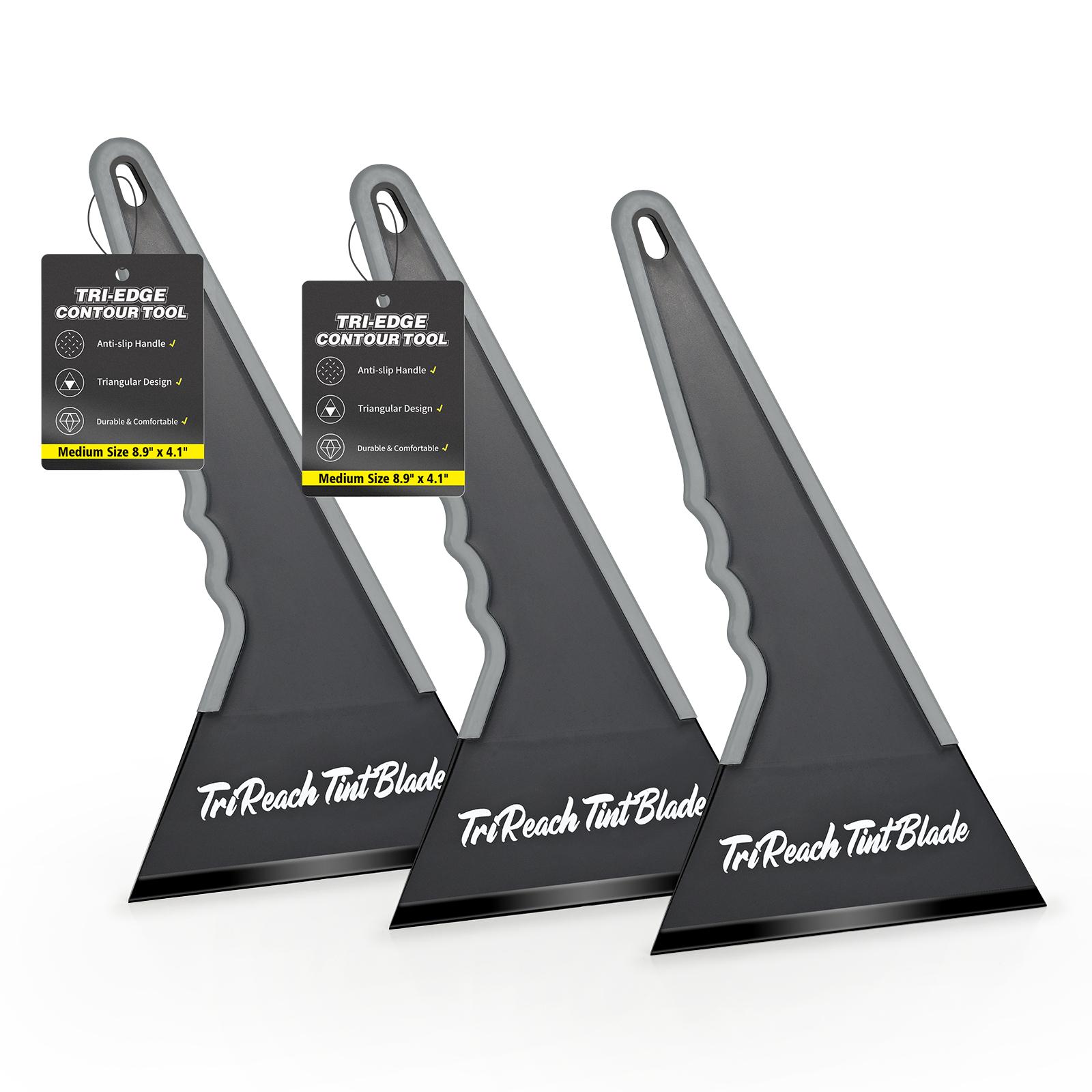 FOSHIO 3pcs Triangle Contour Squeegee Car Vinyl Wrap Protection Install Water Scraping Tools Window Film Glass Tint Application 3pcs
