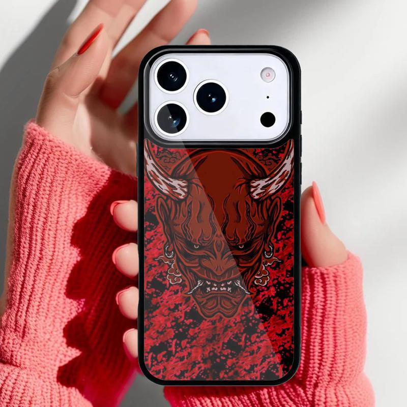 Oni Hannya Dämonenmaske Handyhülle für iPhone 17 Air 16e 15 14 13 Pro Max Rückabdeckung für 12 11 Pro Hülle