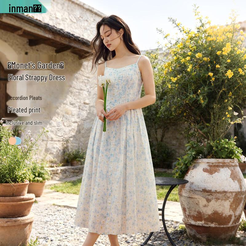 

INMAN Women s Floral Print Cotton Camisole Dress M