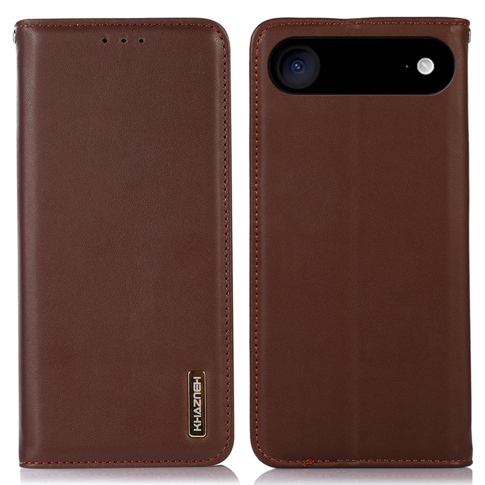 

KHAZNEH Для iPhone 17 Чохол-гаманець з натуральної коров ячої шкіри Чохол для телефону з текстурою наппа Brown
