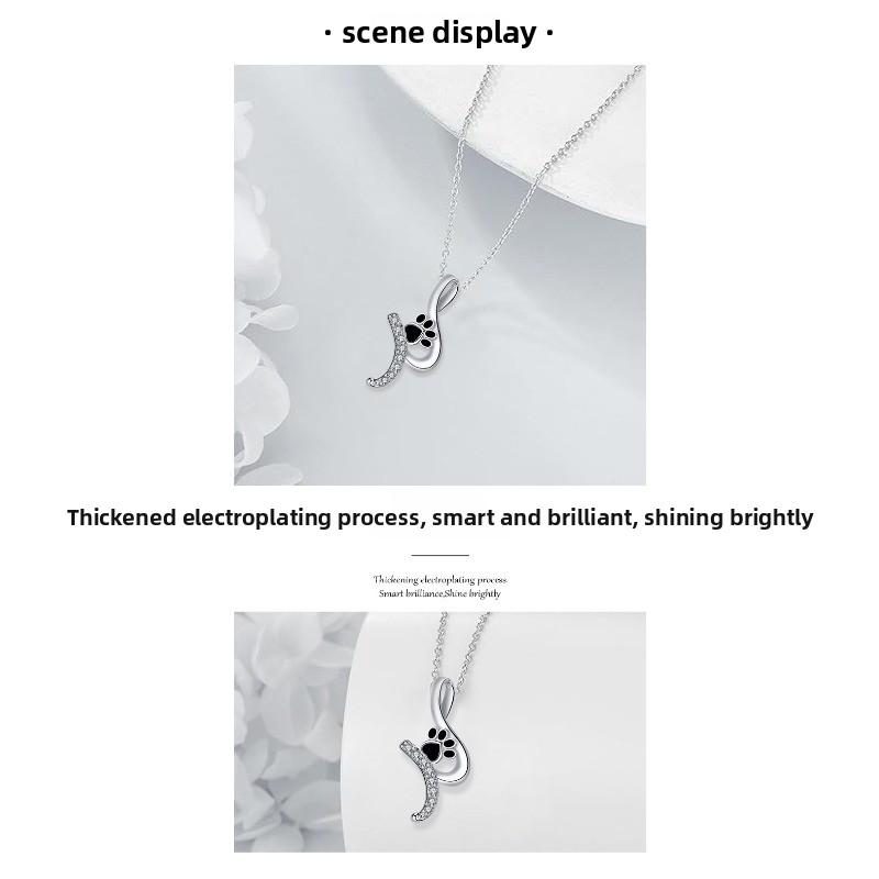 Kamanqi Jewelry Fashion Cute Pet Paw Print Pendant Necklace - Women's High-end