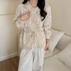 Heavy industry three-dimensional flower knitted cardigan autumn and winter new crochet hollow waist thin sweater jacket top
