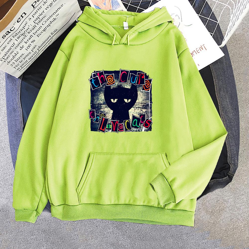The Cure Love Cats Hoodies Mens Hip Hop Gothic Streetwear Sweatshirts for Winter/Autumn Cartoon Print Male Pullovers Clothes Man