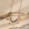 Colorful Natural Stone Titanium Steel Pendant Necklace Women Multi Layer Fashion Chain Collarbone Jewelry Gift