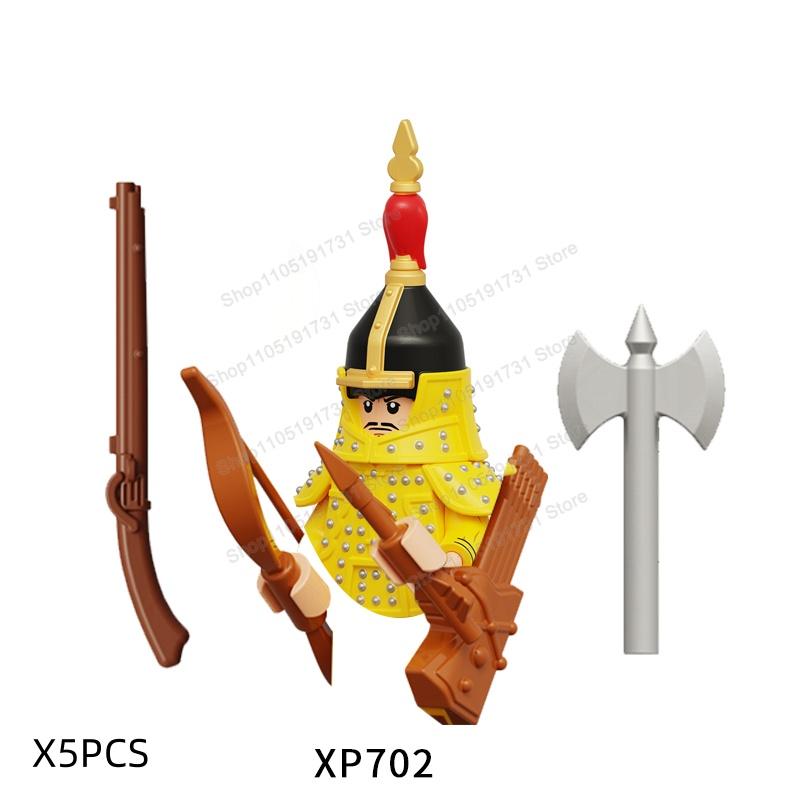 MOC Chinese Soldier Figures Building Blocks Shangzhou Dynasty Qin Dynasty Castle Warrior Knights Army Accessories Bricks Toys