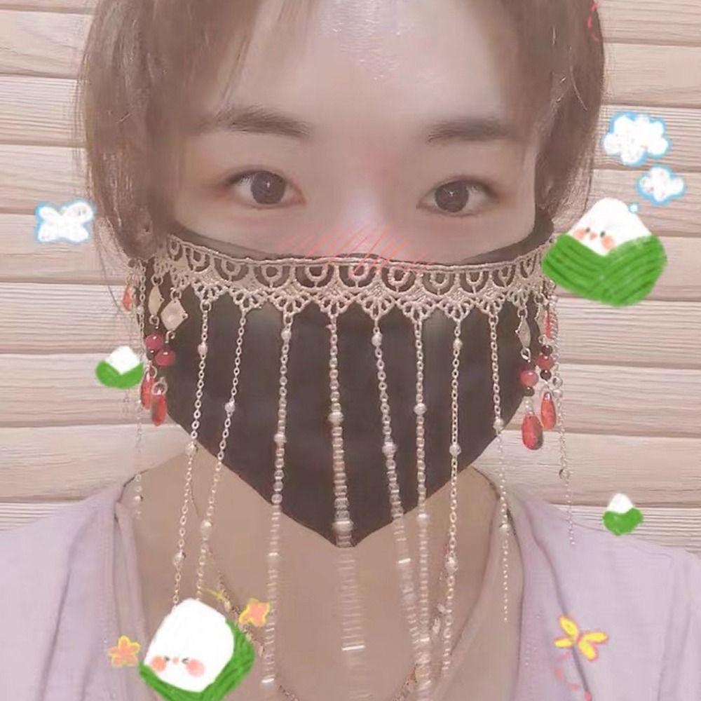 Mesh Hanfu Face Veil Ancient Headwear Face Covering Gauze Chinese Hanfu Accessories