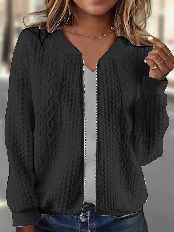 2023 Women's Jacquard Casual Long-Sleeve Short Jacket