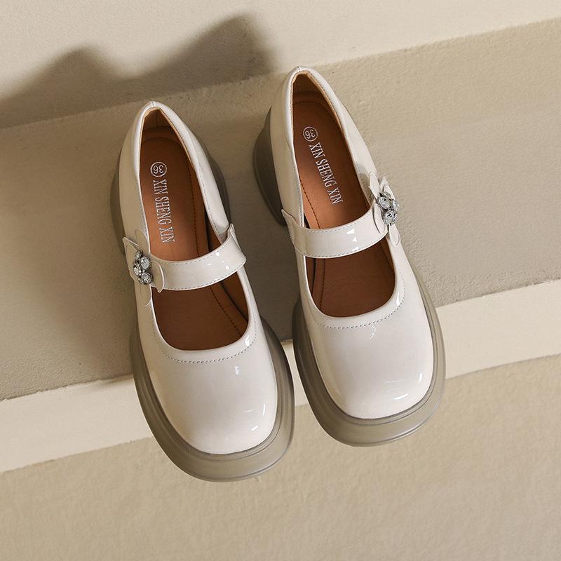 

British style Mary Jane single woman 2025 new spring and autumn muffin platform single shoes retro Japanese high-heeled small leather shoes women 40
