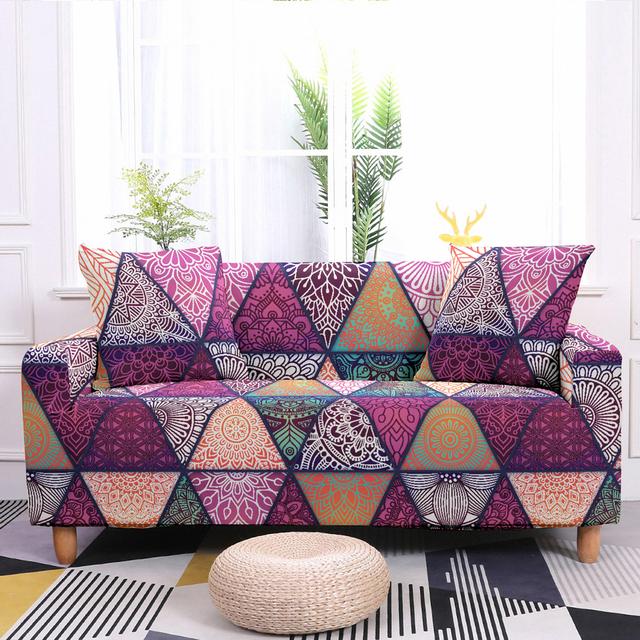 Geometrický potah na pohovku do obývacího pokoje Elastický potah na pohovku Mandala Potisk Stretch Potah Rohový potah na pohovku Křeslo Home Decor